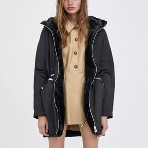 Zara reversible black faux fur coat Size XS/S